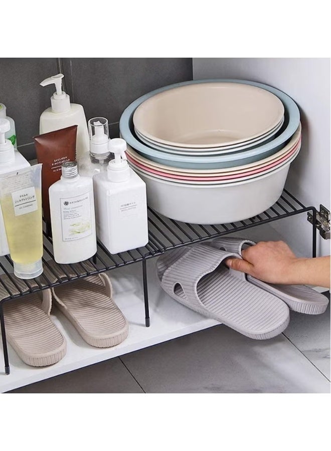 MunKan extendable Spice rack shelf, Under Sink Shelf Storage Rack, for Kitchen Countertop Organizer Shelf, Cabinet Shelf Organizers Storage Rack Space Riser, Pantry Cupboard Shelf - Image 5